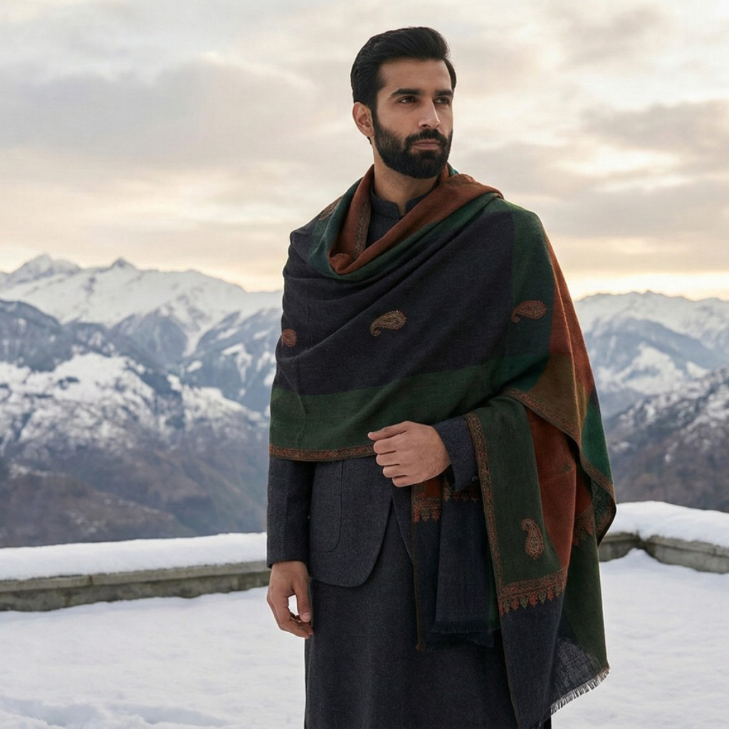 Classic Kashmiri Wool Shawl for Men Main image